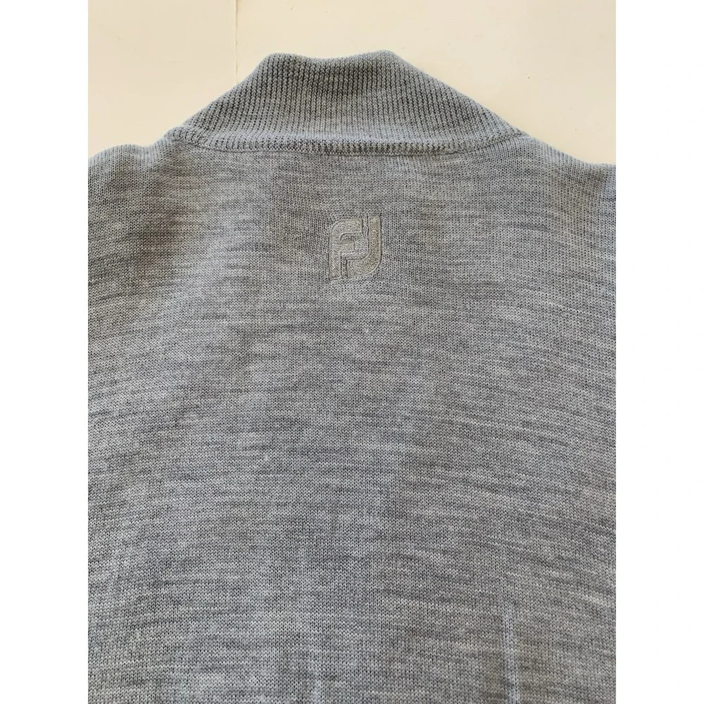 Footjoy Quarter Zip Golf Sweater Mens XXL Gray Black Argyle 100% Wool Logo Lined
